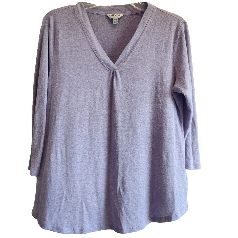 Orvis Light Lavender V-Neck Long Sleeve Top